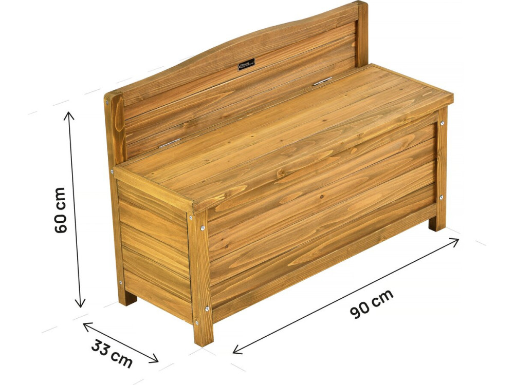 Banc coffre de jardin en bois "Ben" - 90 x 33 x 60 cm - Marron