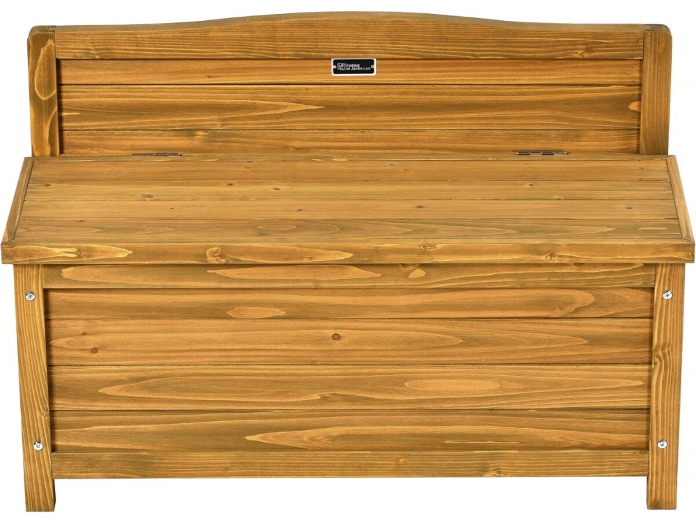 Banc coffre de jardin en bois "Ben" - 90 x 33 x 60 cm - Marron