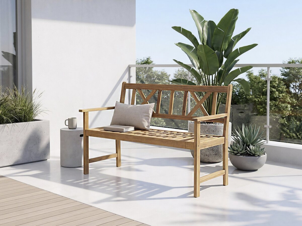 Banc de jardin en bois 120 cm "Surabaya" - 2 places - Marron