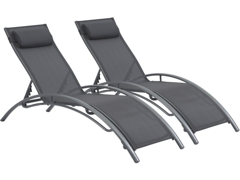 Bain de soleil en aluminium "Beauty" - Phoenix - Gris foncé / Argenté - Lot de 2