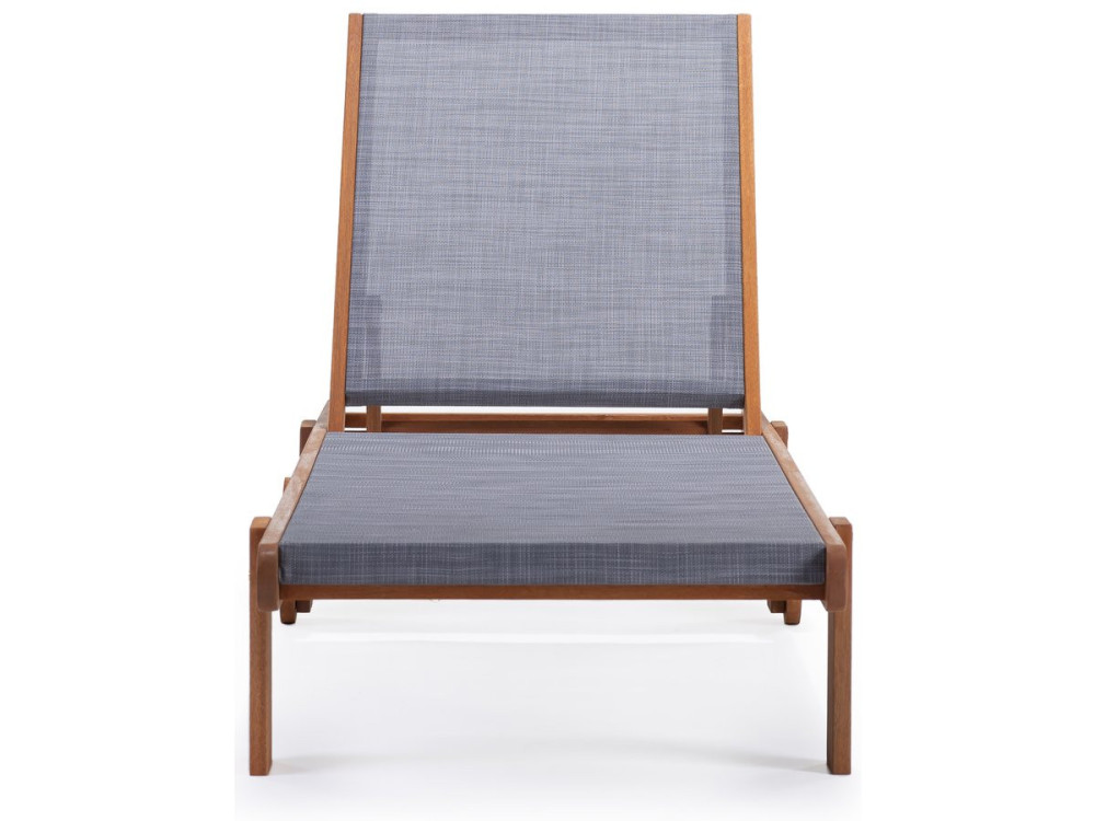 Lot de 2 bains de soleil en bois exotique "Saïgon" - Maple - Gris