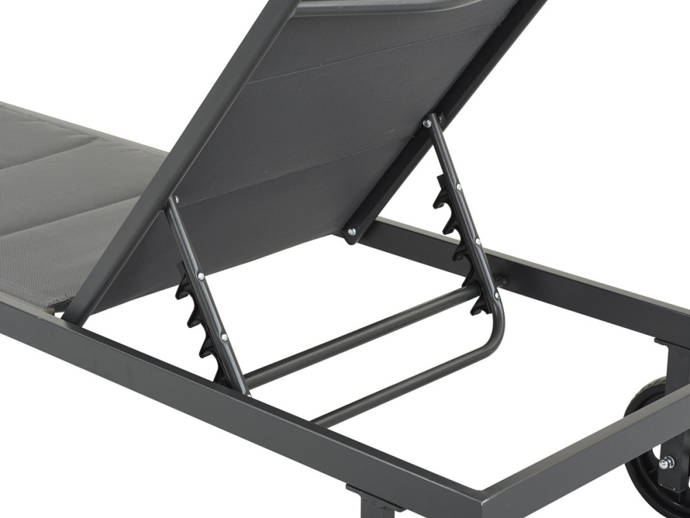 Bain de soleil textilène matelassé et aluminium "Bella" - Phoenix - Gris foncé