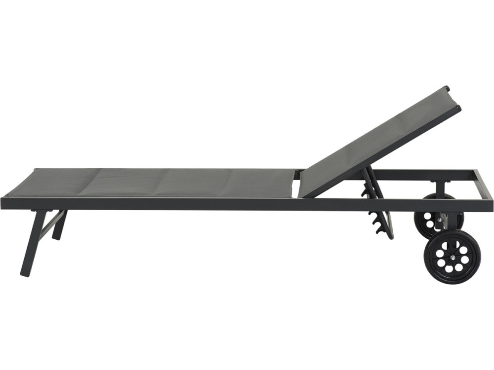 Bain de soleil textilène matelassé et aluminium "Bella" - Phoenix - Gris foncé