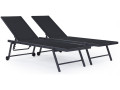 Lot de 2 bains de soleil textilène aluminium "Jolia" - Gris foncé - Gris foncé / Noir