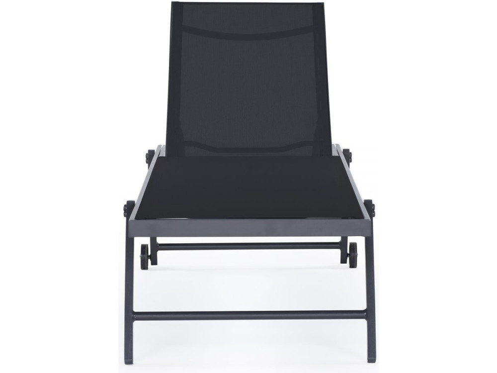 Lot de 2 bains de soleil textilène aluminium "Jolia" - Gris foncé / Noir