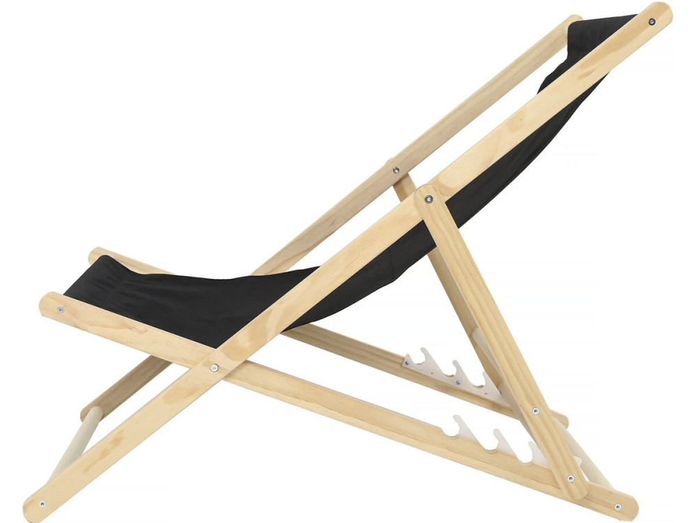 Lot de 2 transat en bois "Chilienne" - 107 x 56.5 x 81 cm - Noir