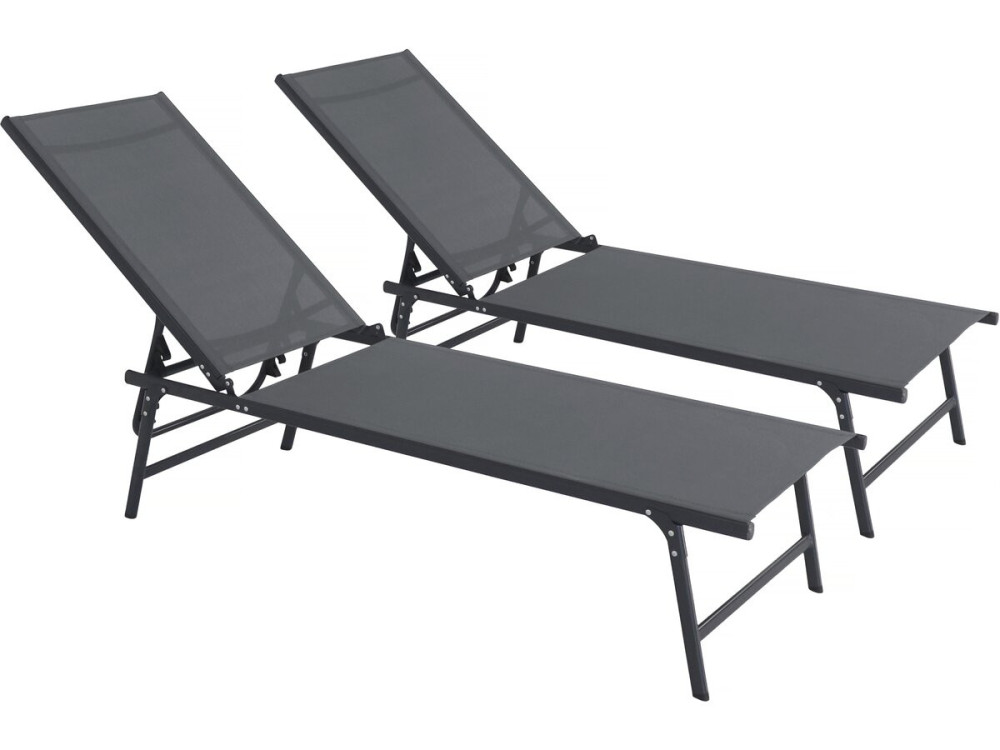 Lot de 2 bains de soleil en métal "Sublima" - 180 x 54 x 104 cm - Anthracite