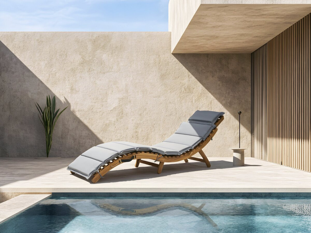 Bain de soleil en bois avec coussins inclus "Jakarta" - Gris