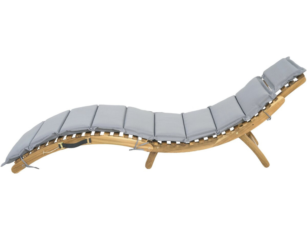 Bain de soleil en bois avec coussins inclus "Jakarta" - Gris