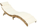 Bain de soleil en bois avec coussins inclus "Jakarta" - Beige - Beige