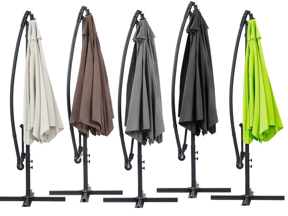 Parasol jardin déporté Alu "Ilios" - Rond - Ø 3 m - Gris