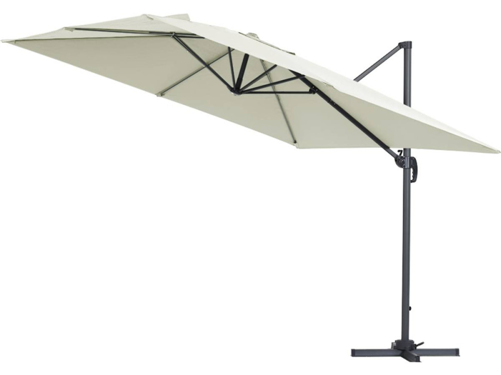 Parasol jardin déporté Alu "Sun 3" - Carré - 3 x 3 m - Ecru - Dalles incluses