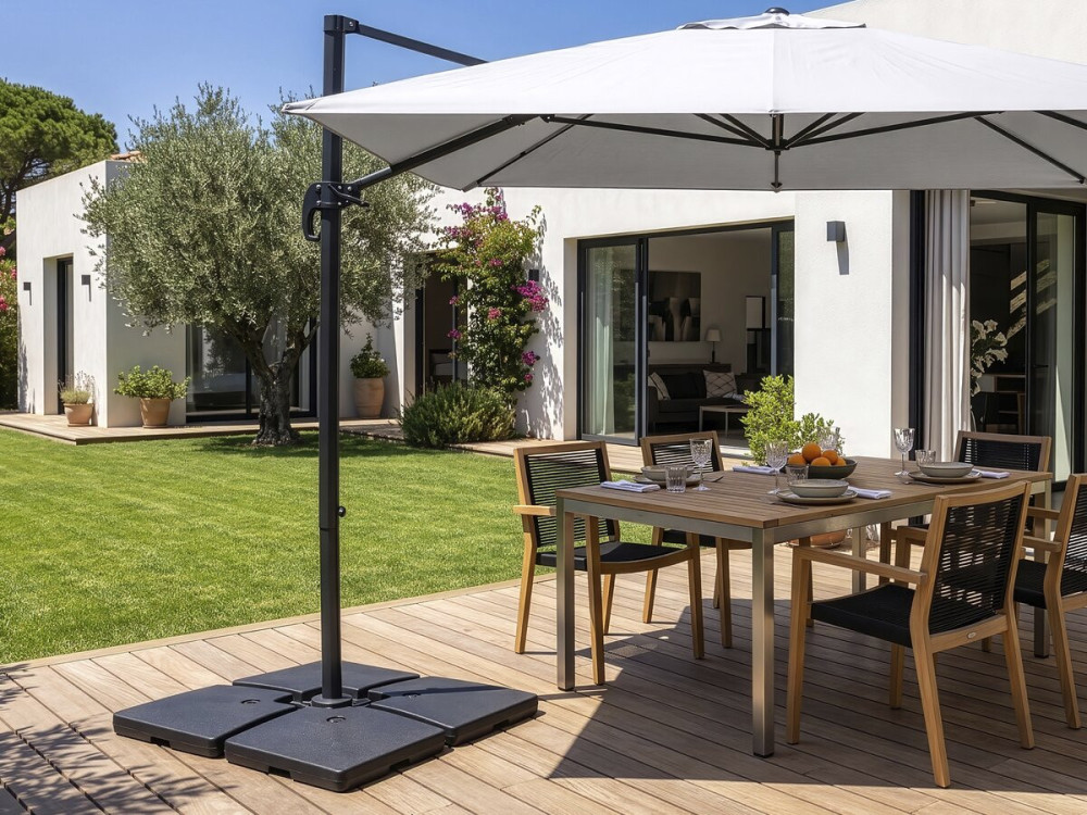 4 Dalles à lester pour gros parasol déporté - 4 x 3 - 104 KG - Noir