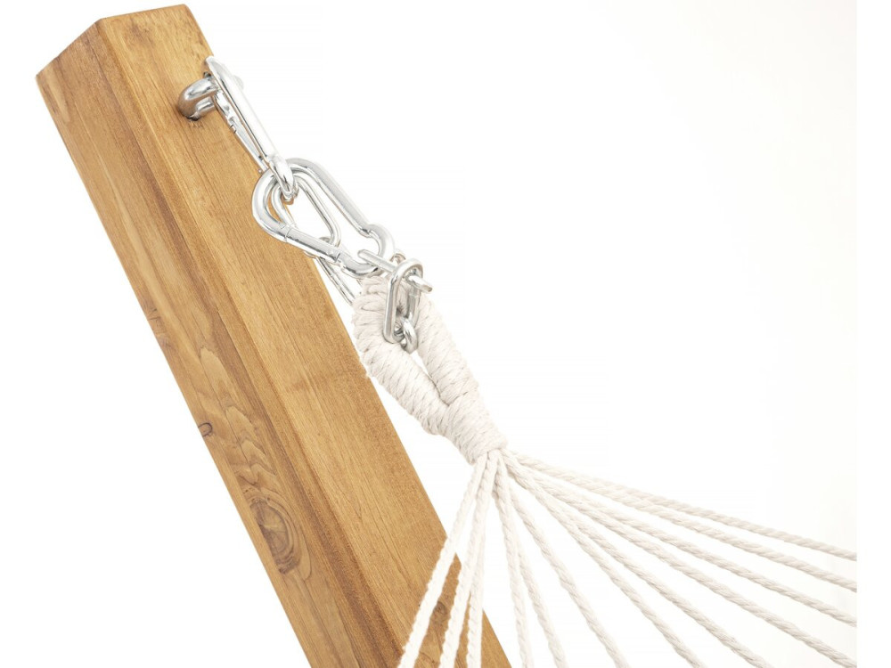 Hamac bois avec toile en macramé "Dallas" - 305 x 120 x 123 cm - Blanc