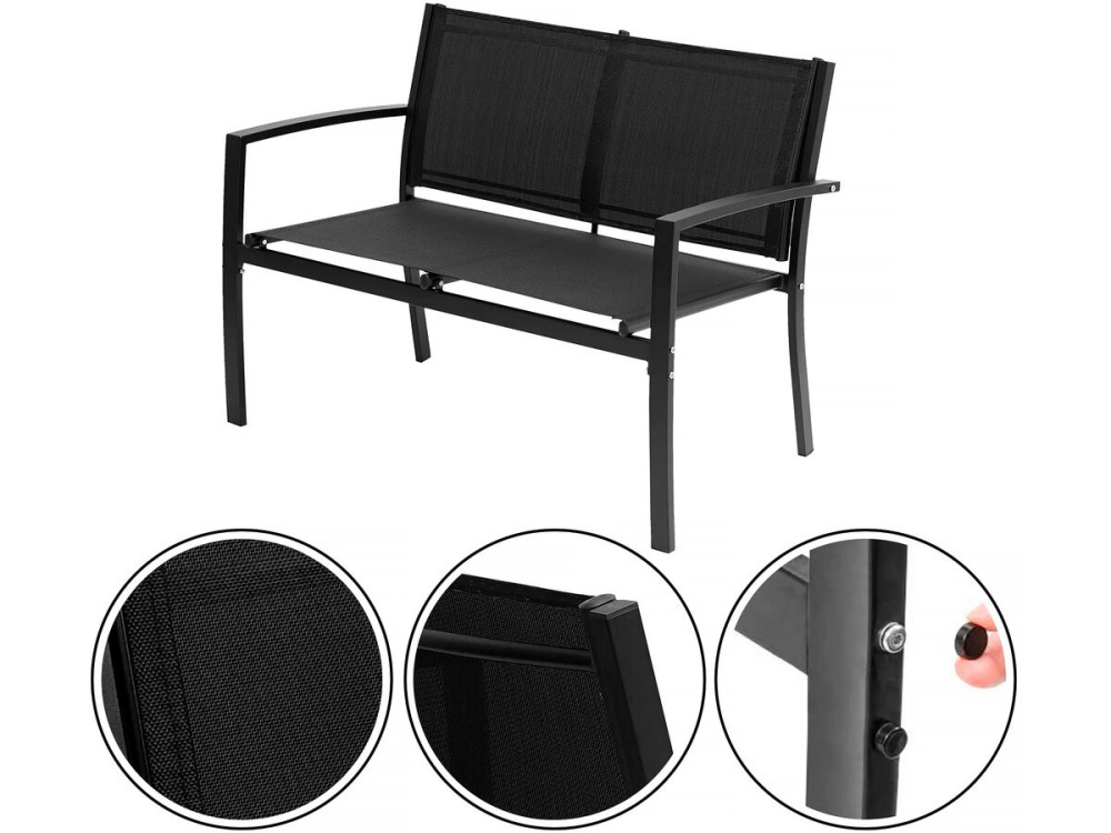 Salon de jardin bas "Lino" - 4 places  - Noir