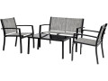 Salon de jardin bas "Lino" - 4 places  - Gris - Gris