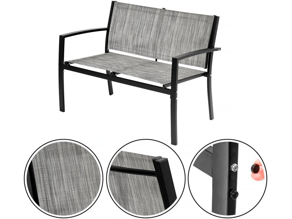 Salon de jardin bas "Lino" - 4 places  - Gris