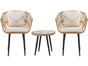 Salon de jardin rotin "Vela" - 2 places - Marron