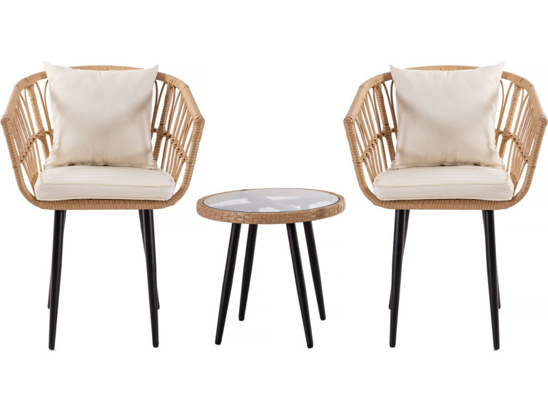 Salon de jardin rotin "Vela" - 2 places - Marron