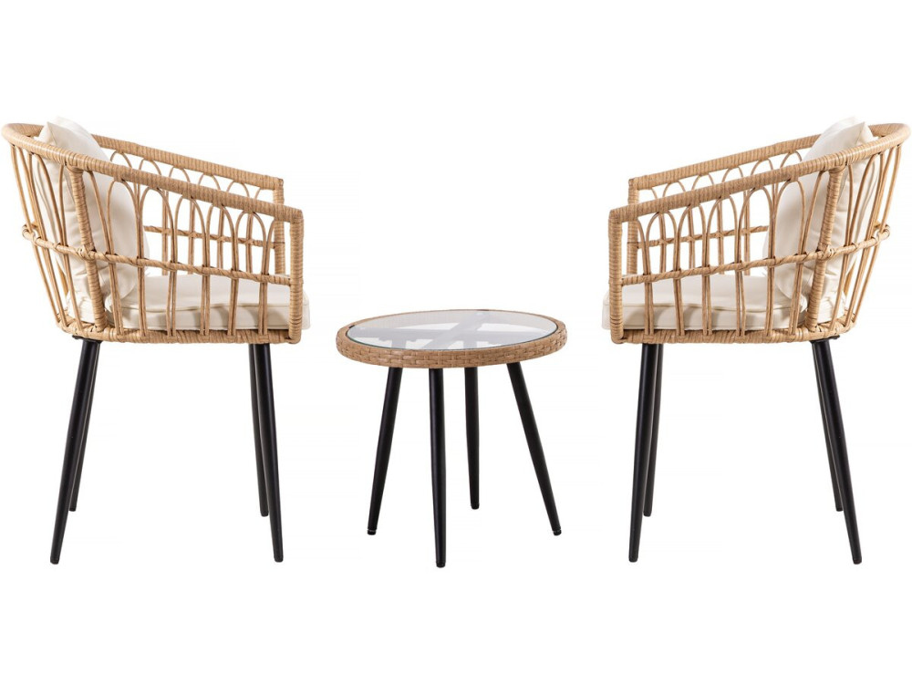 Salon de jardin rotin "Vela" - 2 places - Marron