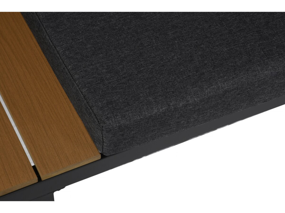 Salon de jardin canapé d'angle décor imitation bois "Liora" - 4 places - Gris