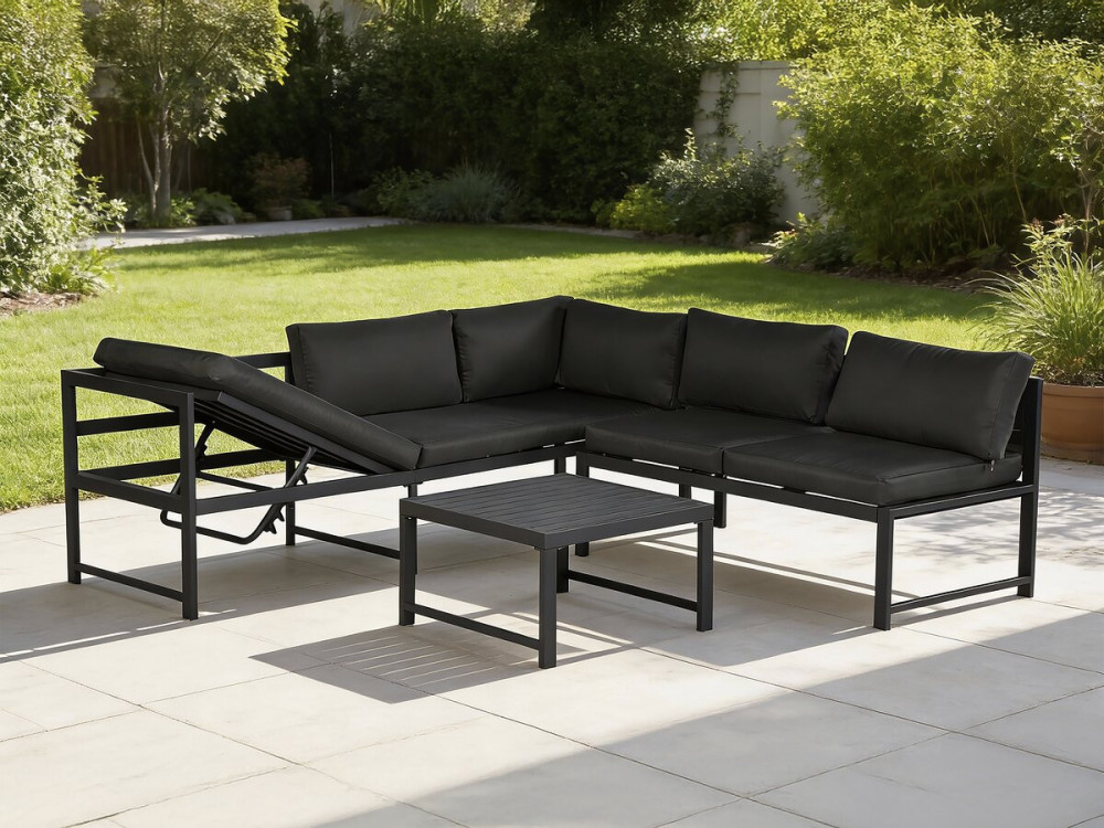 Ensemble salon de jardin en métal "Etna" - 6 places - Gris