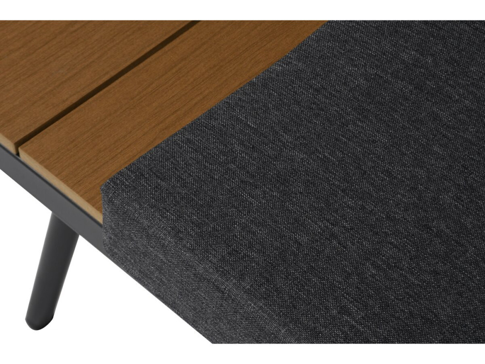 Salon de jardin canapé d'angle décor imitation bois "Mira" - 4 places - Gris