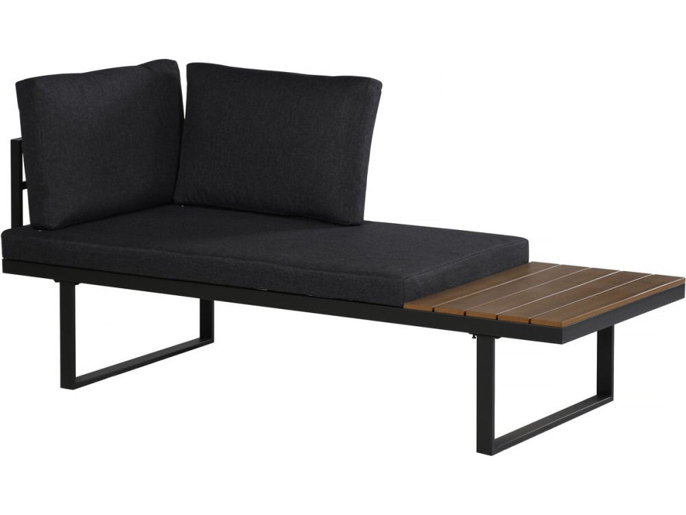 Salon de jardin canapé d'angle modulable décor imitation bois "Sylva" - 4 places - Gris