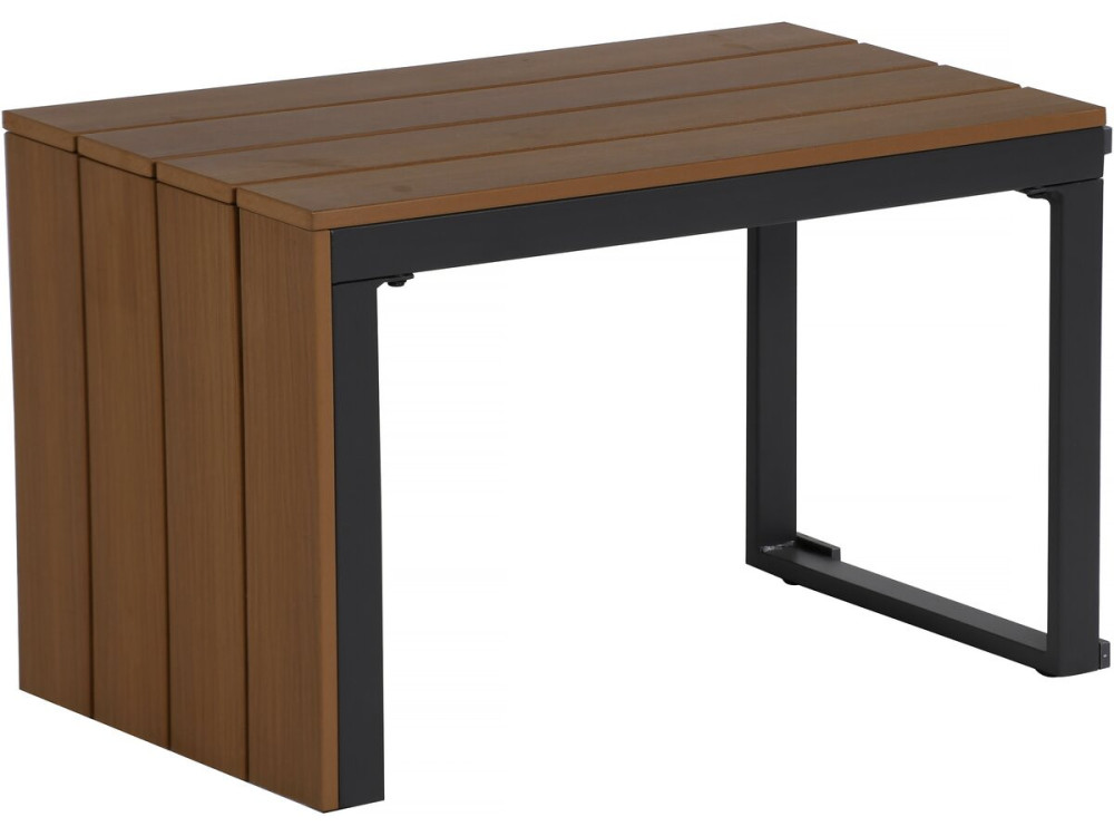 Salon de jardin canapé d'angle modulable décor imitation bois "Sylva" - 4 places - Gris