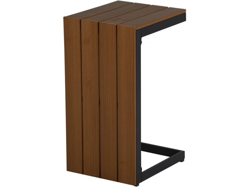 Salon de jardin canapé d'angle modulable décor imitation bois "Sylva" - 4 places - Gris