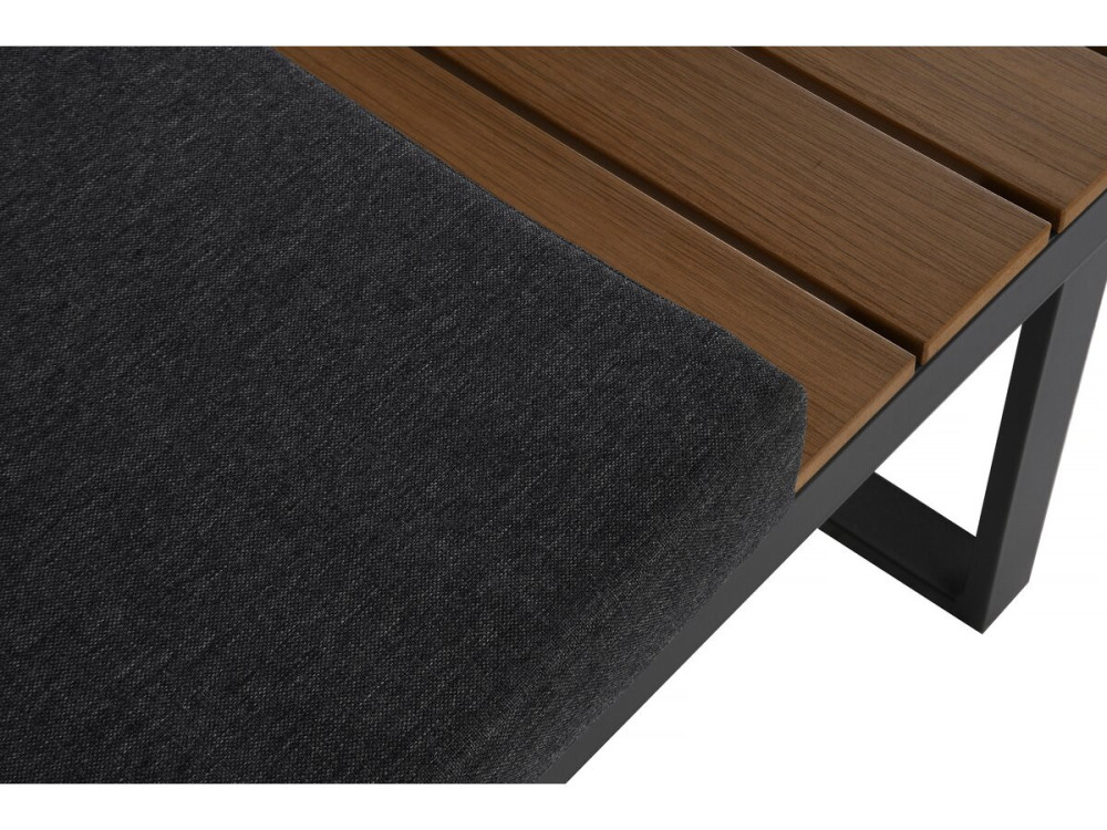 Salon de jardin canapé d'angle modulable décor imitation bois "Sylva" - 4 places - Gris