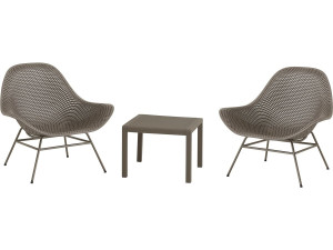 Lot de 2 fauteuils de jardin avec table basse "Soléna" - Taupe
