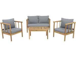 Salon de jardin en bois avec coussins inclus "Milano" - 4 places - Gris