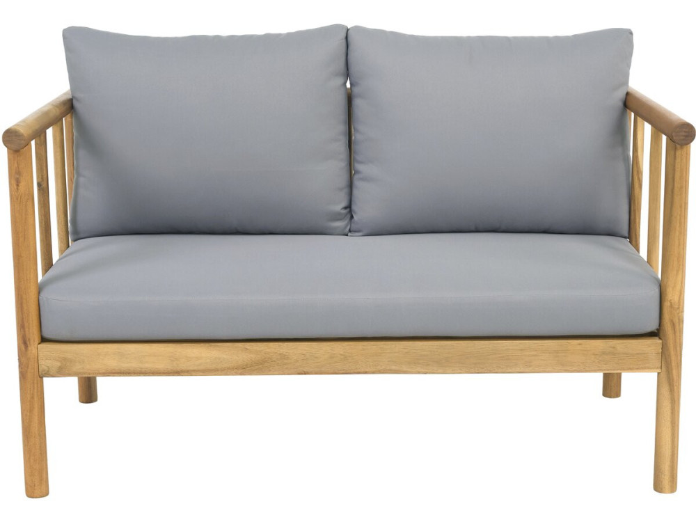 Salon de jardin en bois avec coussins inclus "Milano" - 4 places - Gris