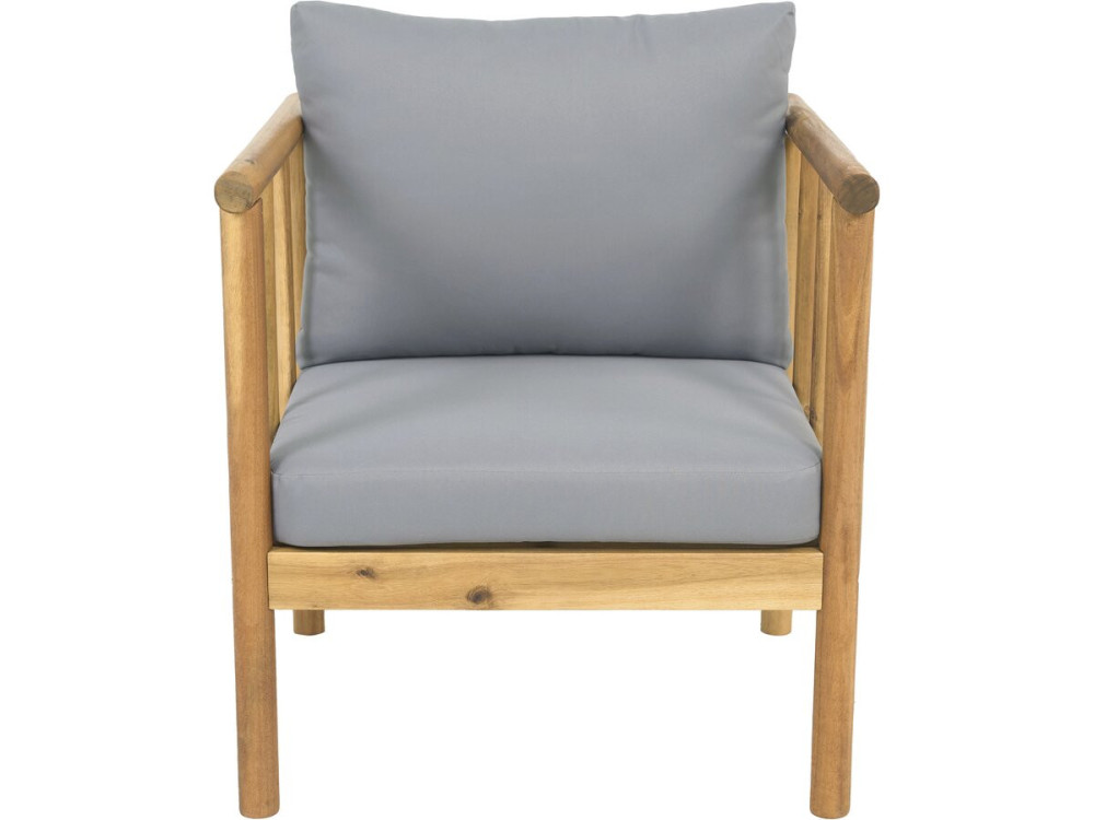 Salon de jardin en bois avec coussins inclus "Milano" - 4 places - Gris