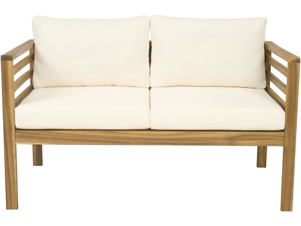 Salon de jardin en bois avec coussins inclus "Beckham" - 4 places - Beige