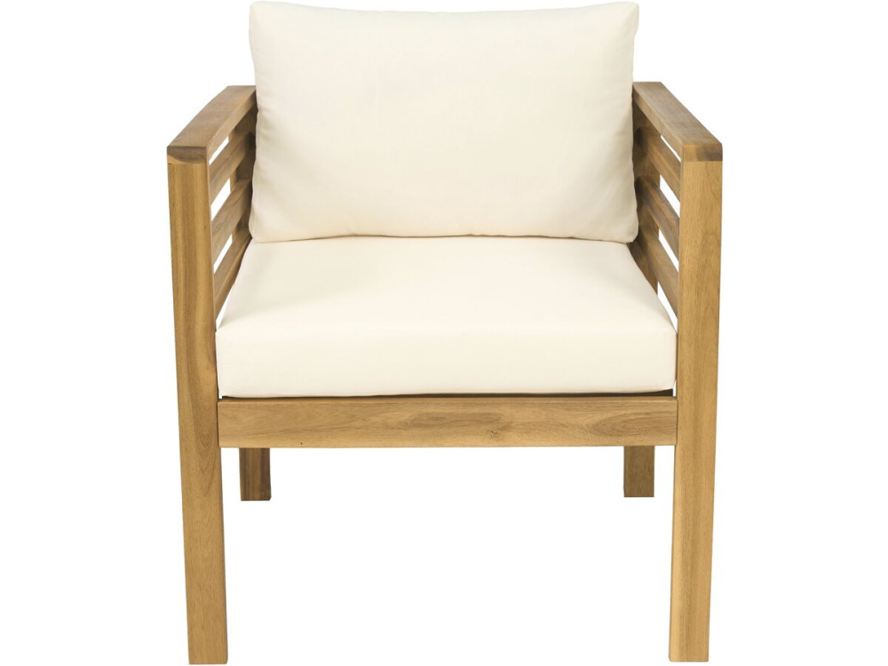 Salon de jardin en bois avec coussins inclus "Beckham" - 4 places - Beige