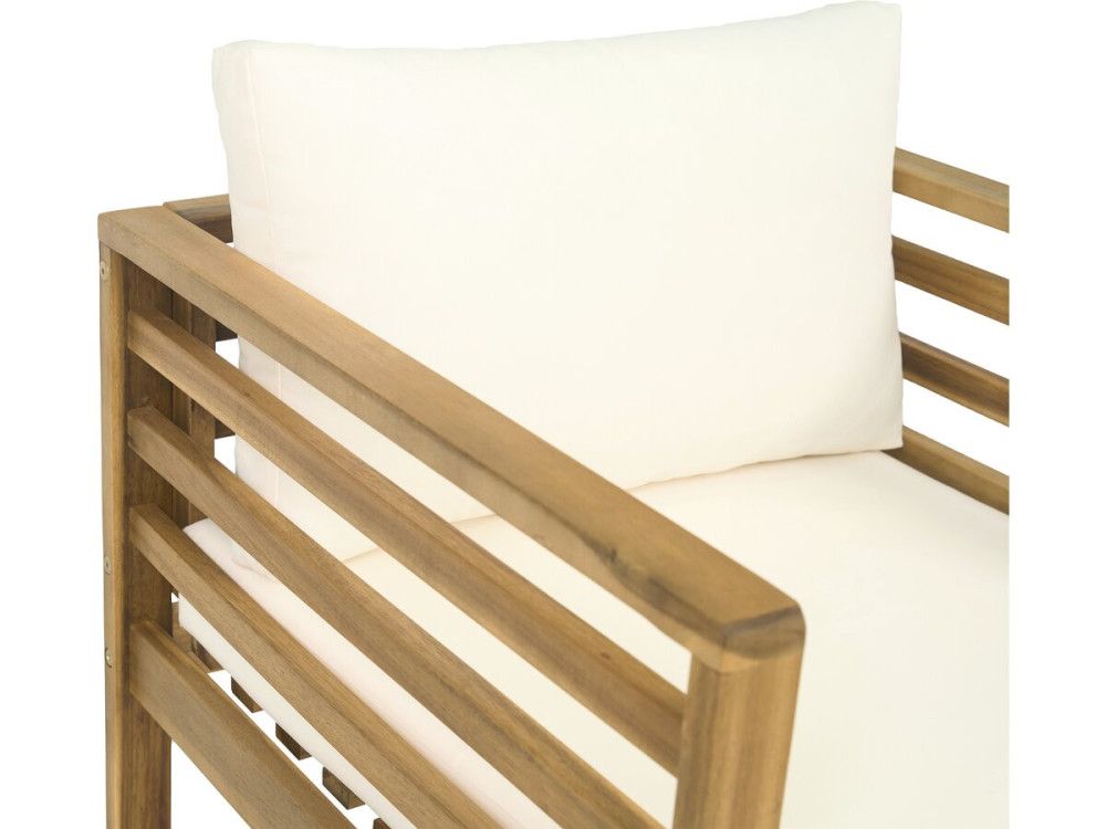 Salon de jardin en bois avec coussins inclus "Beckham" - 4 places - Beige