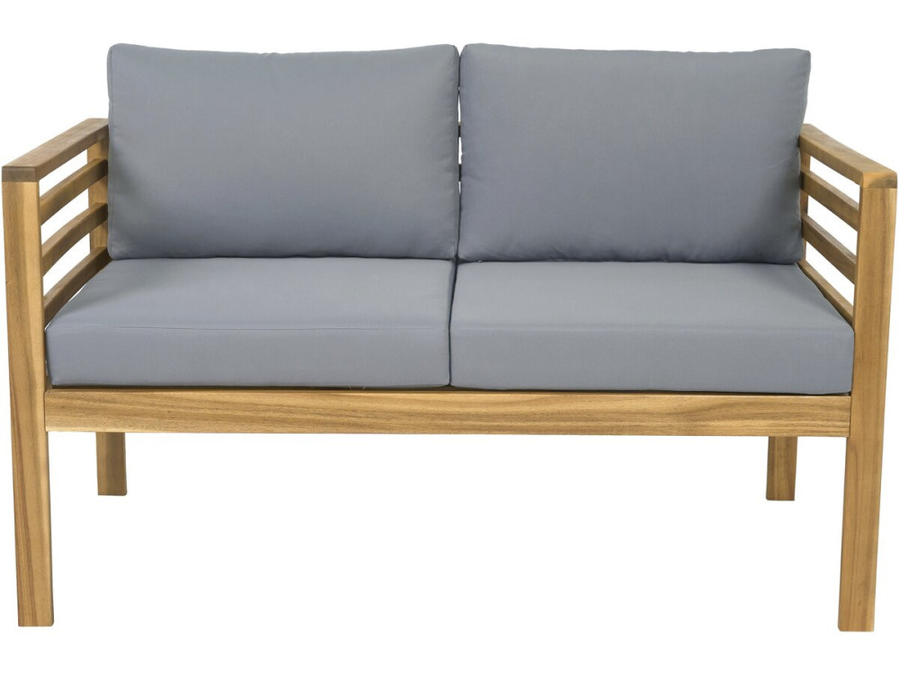 Salon de jardin en bois avec coussins "Beckham" - 4 places - Gris