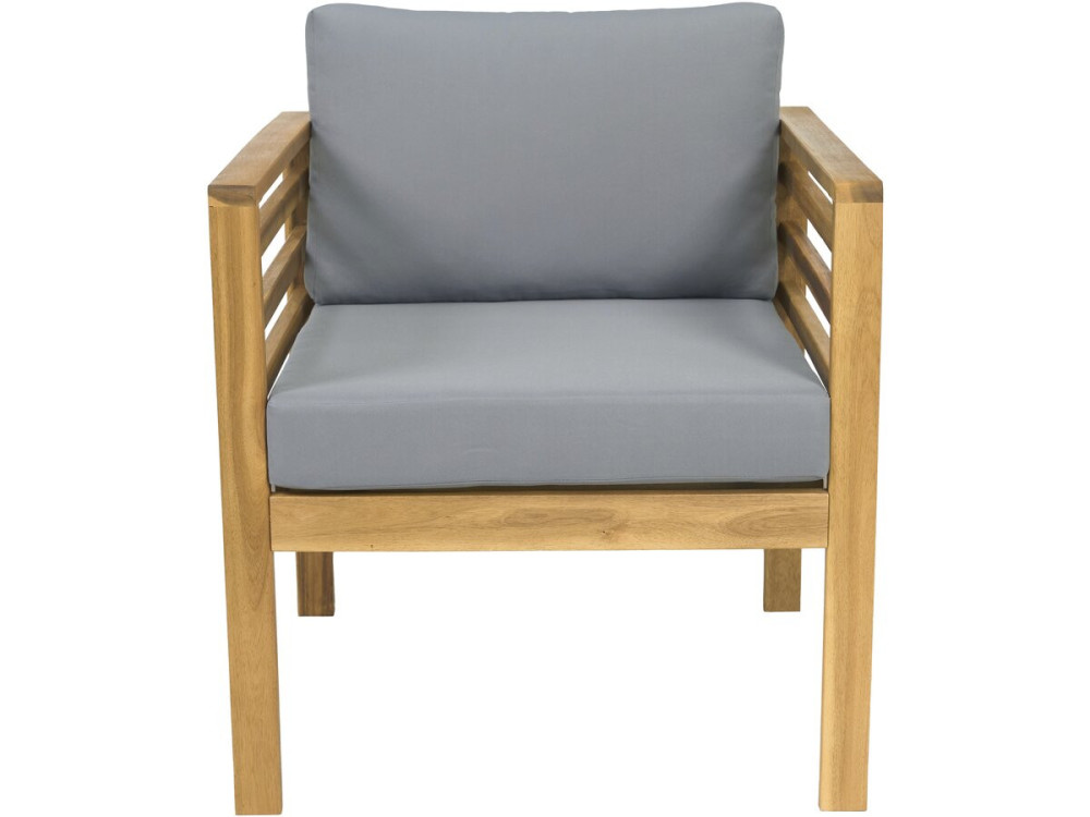 Salon de jardin en bois avec coussins "Beckham" - 4 places - Gris