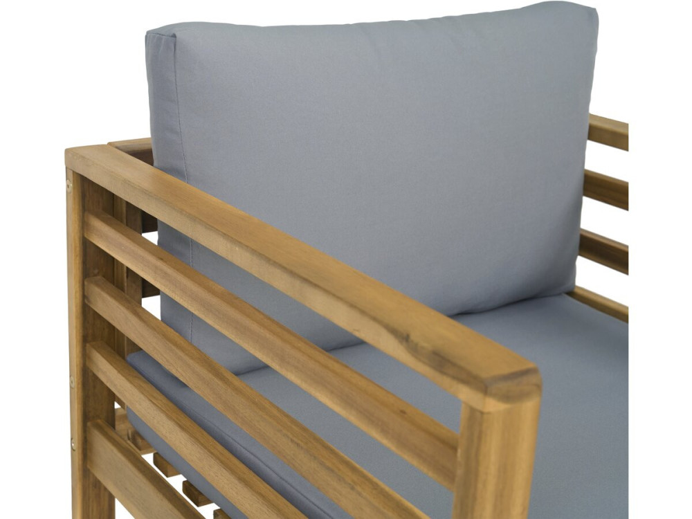 Salon de jardin en bois avec coussins "Beckham" - 4 places - Gris