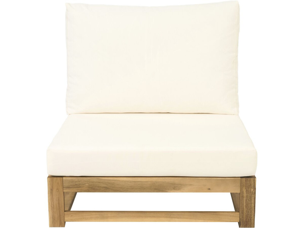 Salon de jardin en bois modulable avec coussins "Bellingham" - 5 places - Beige