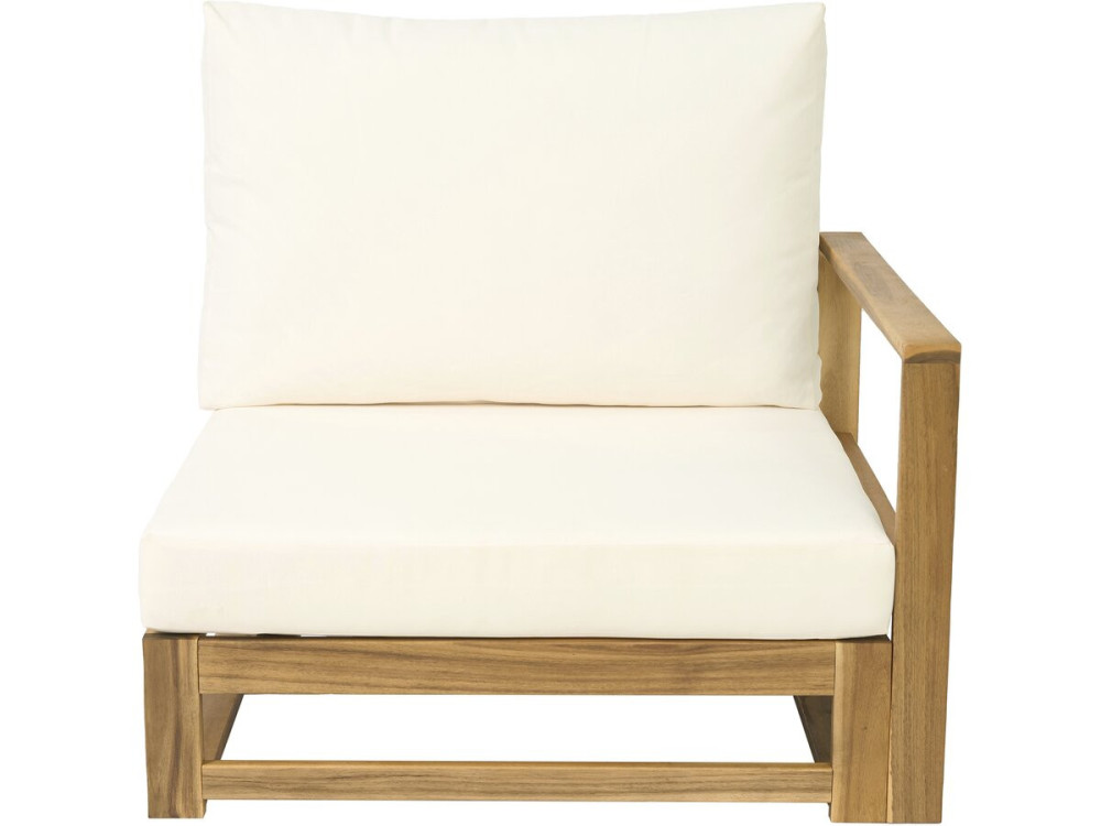 Salon de jardin en bois modulable avec coussins "Bellingham" - 5 places - Beige