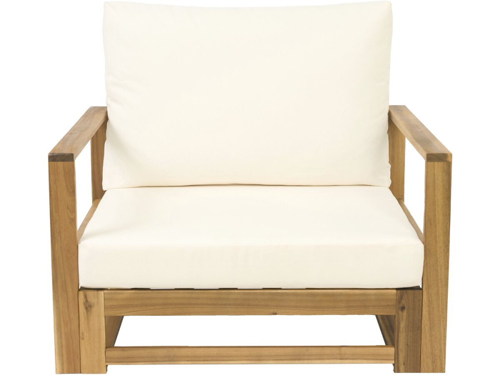 Salon de jardin en bois modulable avec coussins "Bellingham" - 5 places - Beige