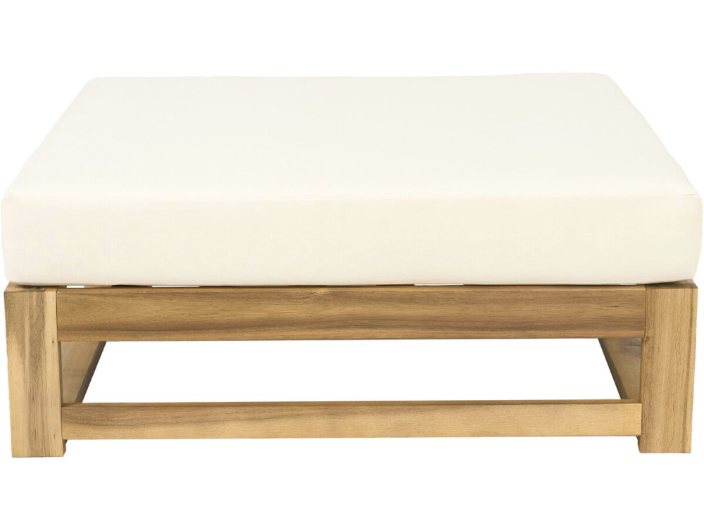 Salon de jardin en bois modulable avec coussins "Bellingham" - 5 places - Beige