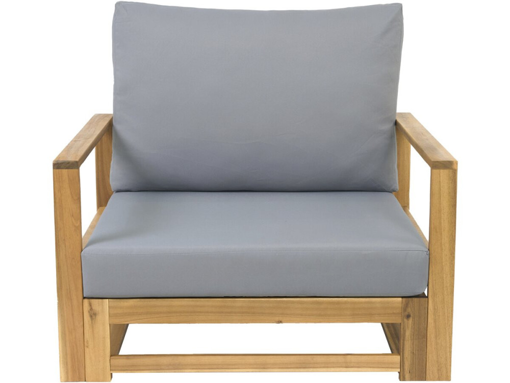Salon de jardin en bois d'acacia avec coussins "Bellingham" - 5 places - Gris