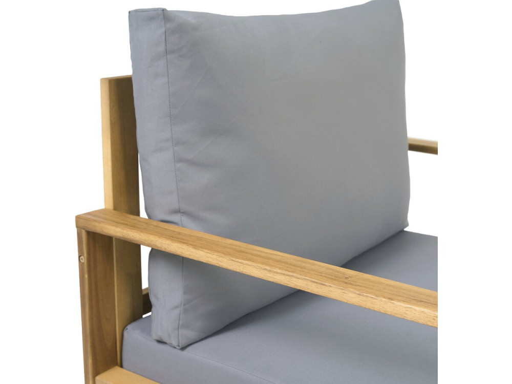 Salon de jardin en bois d'acacia avec coussins "Bellingham" - 5 places - Gris
