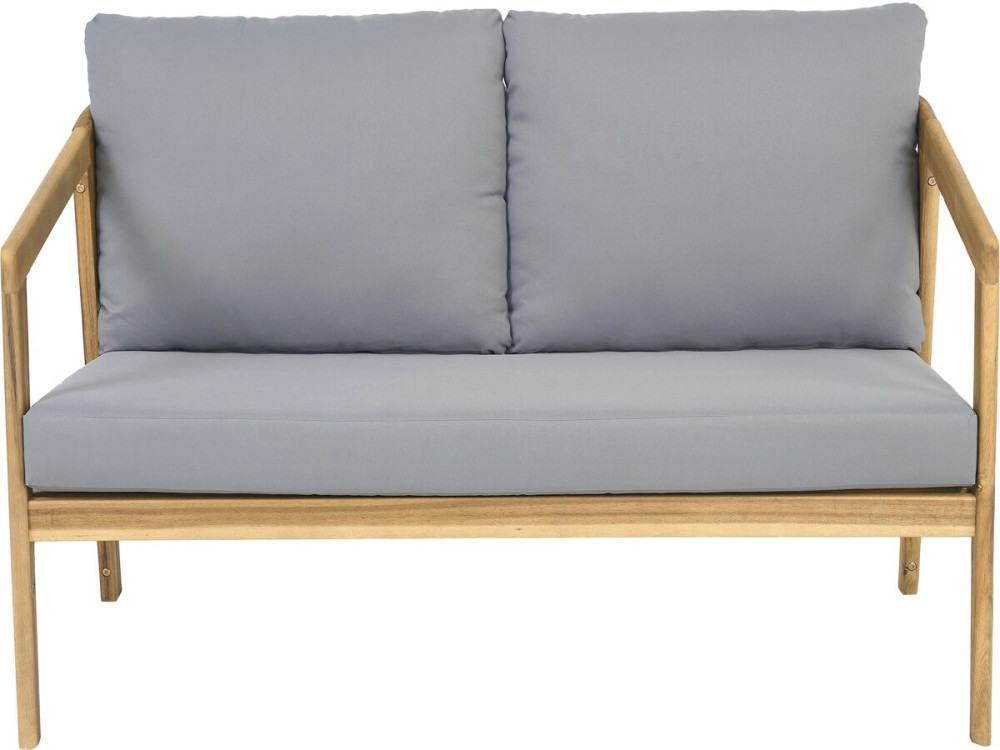 Salon de jardin en bois avec coussins "Presley" - 4 places - Gris