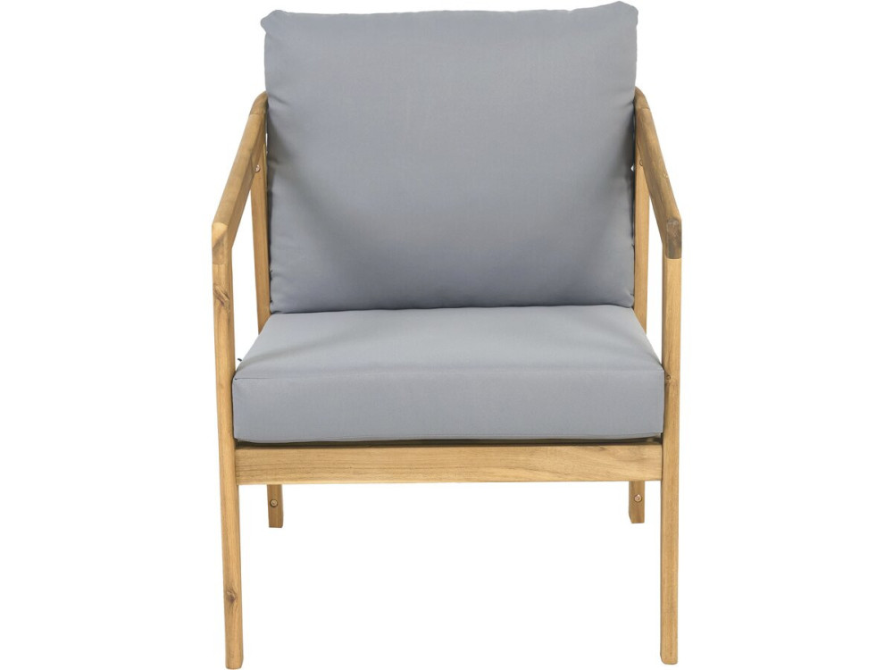 Salon de jardin en bois avec coussins "Presley" - 4 places - Gris