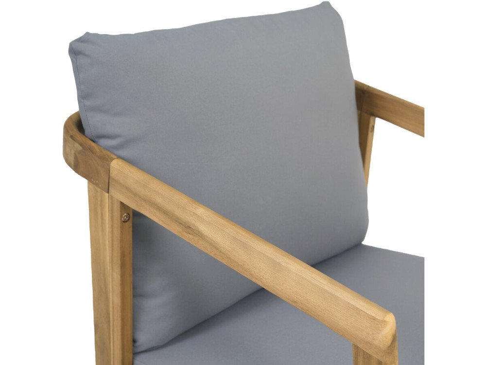 Salon de jardin en bois avec coussins "Presley" - 4 places - Gris